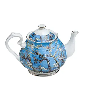 WLYUE Tea Pot 1000ML Bone China Tea Pot, Van Gogh Painting Pot, teapot Ceramic for Serving, Coffee Kettle for Household Gift (Color