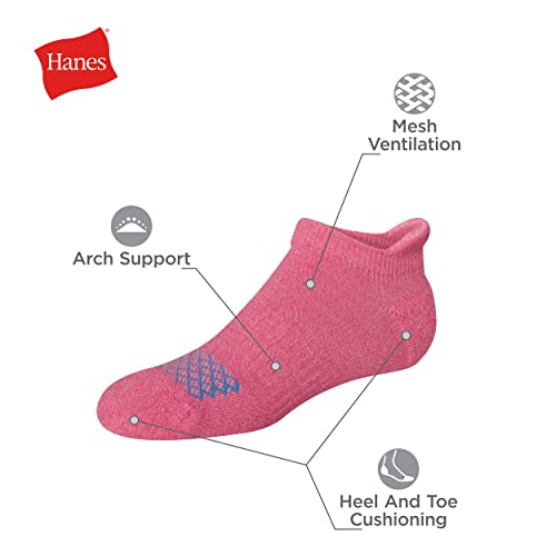 Hanes Girls' Comfort Fit Heel Shield and No Show Socks, 10-Pair Packs3