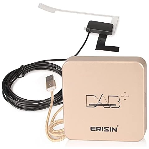 Erisin Digtial Radio DAB+ Box Aerial with Amplified Antenna DAB plus Receiver MCX FM Tuner Adapter USB Connection for Car Stereos Android 8.0-10.0 or above Cover