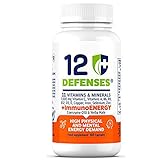 Vitaminas para el Cansancio con Coenzima Q10 y Yerba Mate - Multivitamínico para la Energía Física y la Concentración, con Vitamina C, A, D, B6, B9, B12, E - 60 Cápsulas Vegetarianas - 12 Defenses