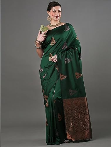 Image of Flosive Women's Dark Color Kanjivaram Silk Saree With Weaving Work