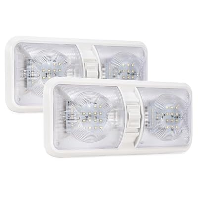 KUAFU RV Interior Lights Ceiling Light 12V LED Double Dome for Camper RV Car Trailer ON/Off Switch Interior Lighting Natural White 4000-4500K