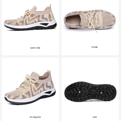 Baskets en tricot géométrique pour femme : chaussures de marche légères