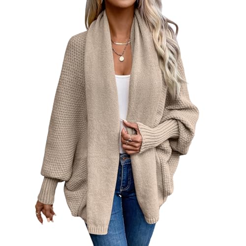 Cardigan Sweaters for Women,2025 Fall Fashion Kimono Batwing Cable Knitted Slouchy Oversized Wrap Cardigan Sweater