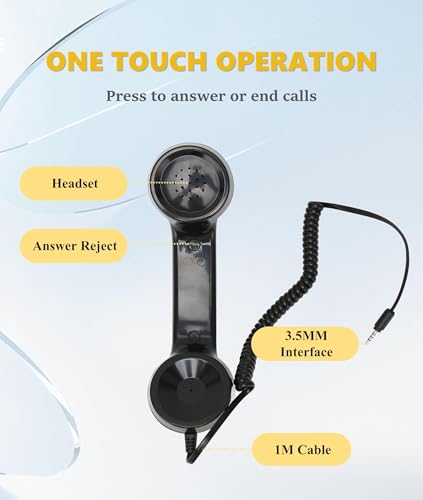 Image of Retro Handset for Mobile Phone, Telephone Receiver for Mobile with Classic Design, Ergonomic Solution for Long Calls, 3.5mm Jack Compatible