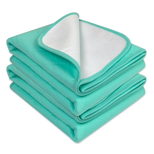 Bedecor Large Kylie Sheets Double Bed 86x132cm (Pack of 2) - Heavy Absorbency Washable Bed Pads for Incontinence Adults & Elderly - Waterproof Mattress Protector Sheet - Green