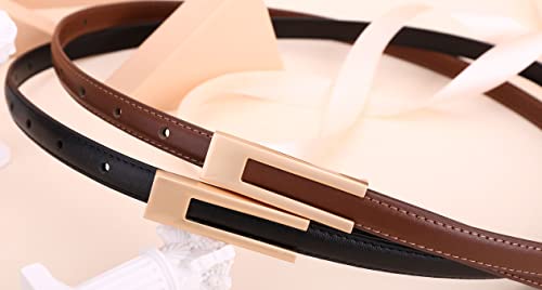 Women's Skinny Genuine Leather Belt Simple Thin Waist Belt with Gold Buckle4