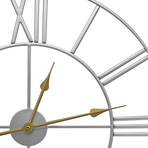 Sorbus Analog Wall Clock - Roman Numeral Style, Battery Operated Decorative Clock - Kitchen, Living Room, Bathroom Decor - 24 Inches (Silver) #TOP4