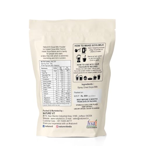 Image of Nature Vit SOYA Milk Powder, 5 Kg [Plant-Based / Vegan Milk Alternative, Non-GMO & 49% Protein & Sugar Free]