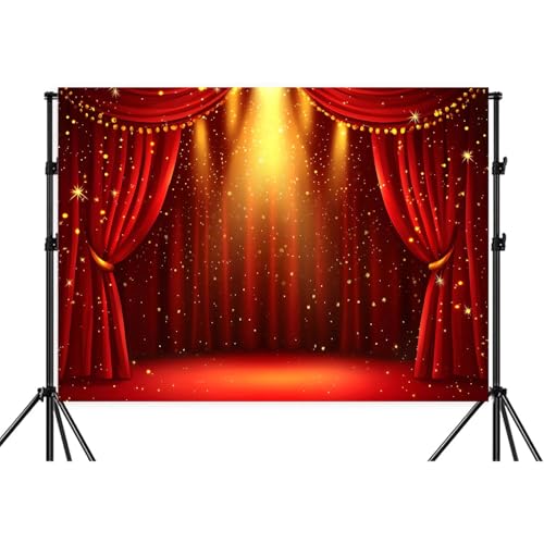 Fondo fotográfico 20x10ft rojo con estrellas doradas miniatura 4