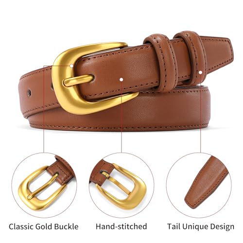 SENDEFN Women's Belt for Jeans Dress Casual Leather Ladies Waist Belts with Gold Buckle3