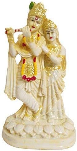 Amilav Collections Resin Lord Radha Krishna Statue | Murlidhar/Krishan Kanhiya Idol, 7.8 inches, Cream, 1 Piece