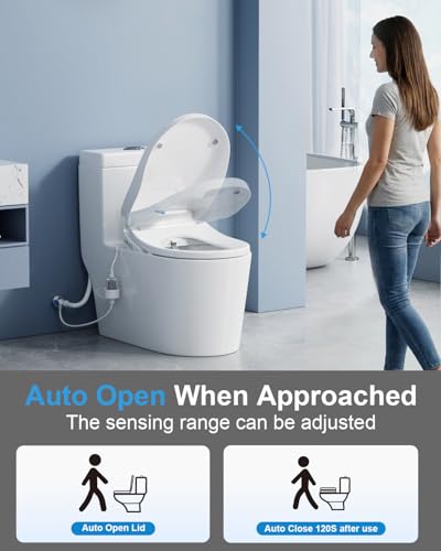 Image of TOTTE Auto Open /Close Lid Bidet Toilet Seat Round, Smart Toilet Seat with Instant Warm Water Heated Bidet Seat & Warm Air Dryer, Multiple Wash Methods, Remote Control, ECO Mode