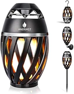 ANERIMST Outdoor Bluetooth Speaker, Gifts for Men Women Dad Mom, Waterproof Wireless Torch LED Light, Flame Speaker for Camping Accessories Home Gadgets, Loud Sound, 24H Playtime, Black, 1 Pack