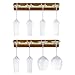 MyGift 2 Pcs Wine Glass Holder Wall-Mounted, Stemware Rack, Brass Tone Metal & Acacia Wood Glassware Drying Racks for 8 Glasses, Mid-Century Style