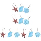 DIYEAH 12 Stück Teiliges Duschvorhang Haken Leichtem Kunstharz Dekorative C förmige Gardinenringe mit Ozean Motiv Rostfrei Einfach zu Befestigen Geeignet für Zufällige Farbe