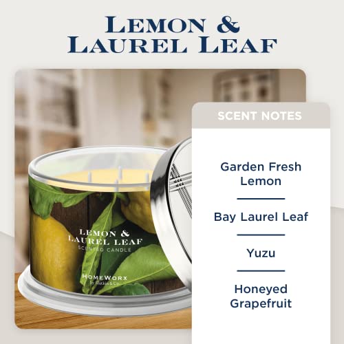 Premium Scented 4-Wick Candle, Lemon & Laurel Leaf, Homeworx By Slatkin & Co - 18 Oz - Long-Lasting Jar Candle, 30-55 Hours Burn Time - Notes Of Fresh Lemon, Bay Laurel Leaf, Yuzu & Honeyed Grapefruit #TOP1