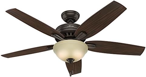 Hunter Fan 52in Premier Bronze Ceiling Fan with Frosted Amber Glass Light Kit, 5 Blade (Renewed)