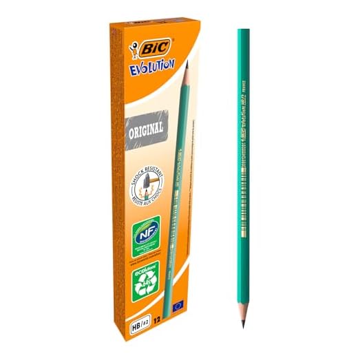 BIC Evolution Original HB, lápices con mina irrompible, agarre firme, color gris, paquete de 12 unidades