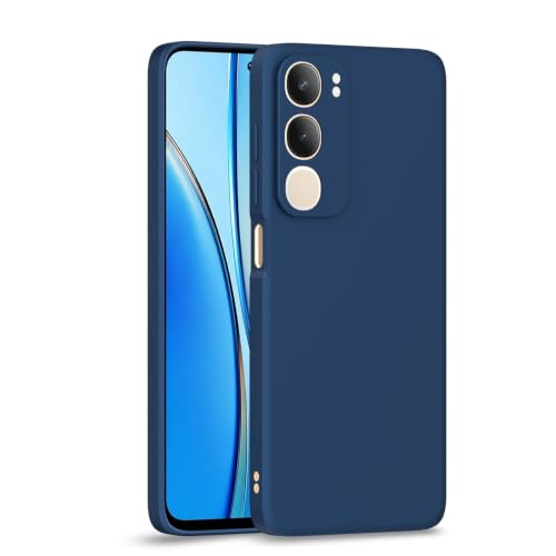Image of Outlouders Back Cover for Vivo Y19s / Vivo Y29 5G | Camera Protection | Durable Soft Matte Silicone Bumper Case (Blue)