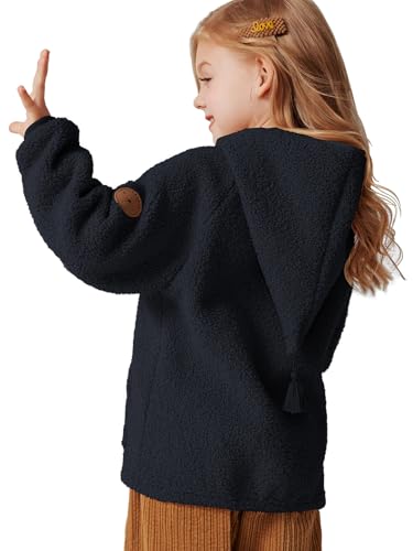 Girls Teddy Fleece Jacket Fall Winter Full Zip Coat Kids Lightweight Outwear Hoodie with Pockets2