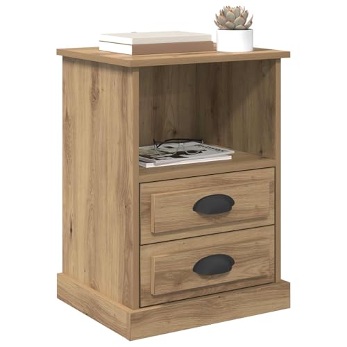 vidaXL Cabinet de chevet avec tiroir Chêne artisanal 36 x 43 x 60 cm, Mobilier de chambre rustique, tables de nuit en bois, étagère pratique pour une...