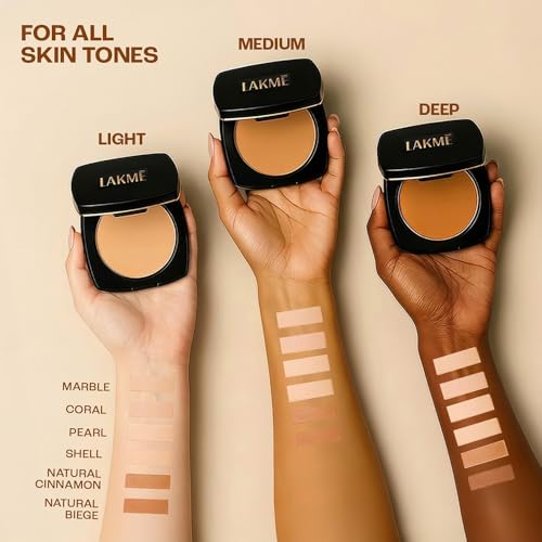 Image of LAKME Forever Matte Compact Powder, 9g, Natural Cinnamon for Flawless Skin, with Vitamin E and C, Allantoin Complex, Smooth Finish, Lightweight, Lasts for 12 Hrs, for Women (Pack of 2)