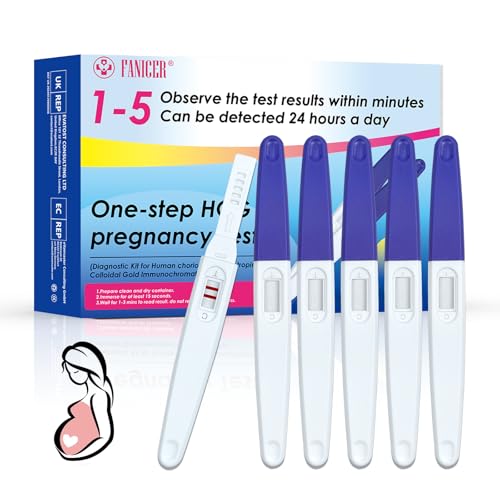 5 pcs Test de Embarazo, Prueba de embarazo Ultratemprana, Pruebas de Embarazo Envueltas Individualmente, Fácil De Usa Detección temprana test, Detección Rápida en 3-5 Minutos (Azul)