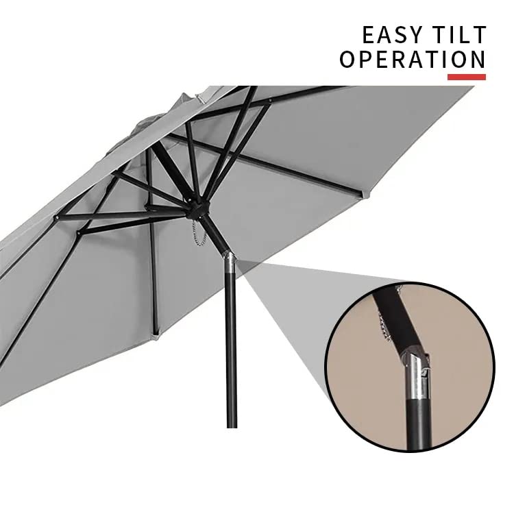 Bricozone Ombrellone Da Giardino Spiaggia Air-Vent Antivento Portatile Mare Protezione Anti UV Parasole A Manovella Per Esterni Terrazza Balcone Poliestere Impermeabile Inclinabile in Alluminio 2.7 M