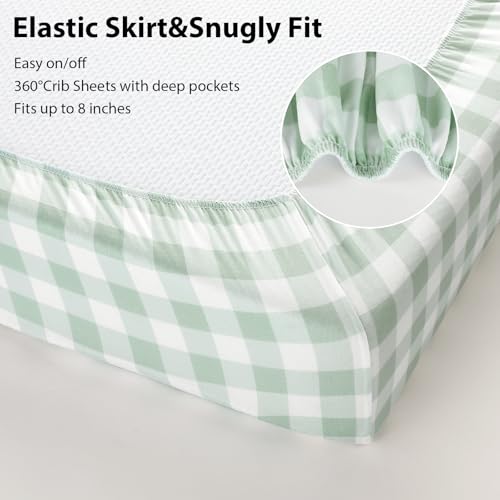 Baby Crib Sheets for Boys and Girls, 3 Pack Fitted Crib Sheets Neutral for 52”x28” Standard Crib and Toddler Mattresses, Ultra Soft & Silky Smooth Microfiber Green Forest Bear