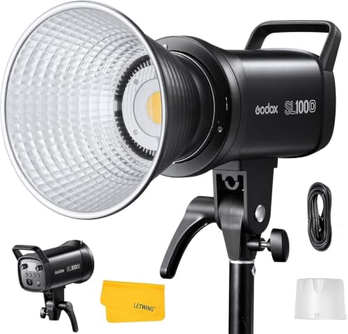 Image of Godox SL100D LED Video Light,100W TLCI≥97 CRI≥96,5600K Continuous Lighting, 8 FX Lighting Effects, 32100Lux @1M Bowens Mount COB LED Continuous Light for Video Shooting,Content Creating,Photography