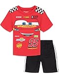 Disney Pixar Cars Lightning McQueen Toddler Boys Athletic T-Shirt Mesh Shorts Outfit Set Black/Red 4T