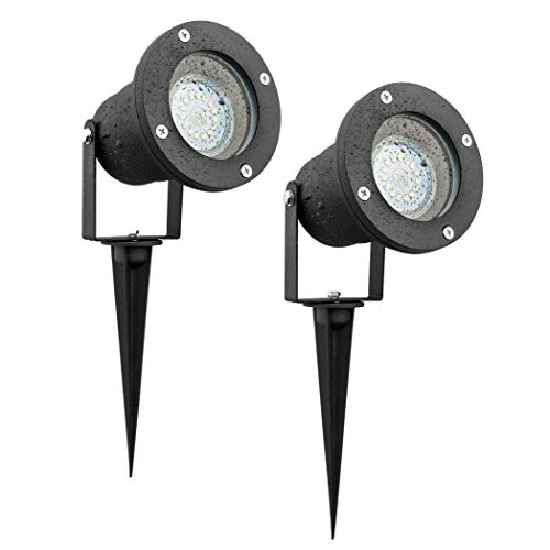 SEBSON® 2x LED Tuinlamp met Grondpen en Draaibare Spot, Buitenlamp IP65, Tuinspot GU10 3,5W 300lm 6500K Koel Wit