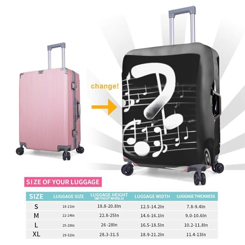 Housse valise polyester Large motif notes de musique noir et blanc lavable - 5