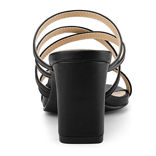 Allegra K Women's Strappy Block Heels Slide Heel Sandals4