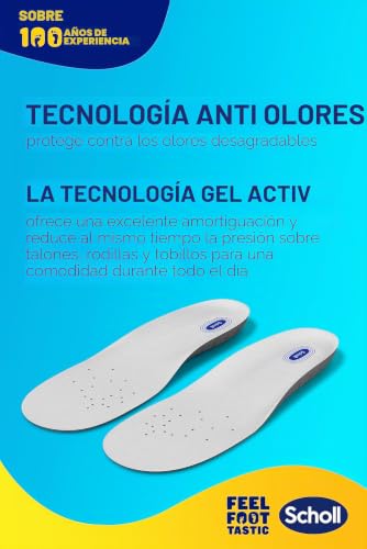Miniatura 5 de Plantillas De Trabajo Scholl Gelactiv Para Zapatos De Trabajo En Tallas 40-46,5, Para Pies Muy Estresados, 1 Par De Suelas De Gel, Negro Naranja Azul
