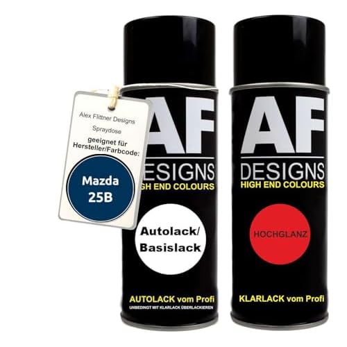 Autolack Spraydose Set für Mazda 25B Blue Pacific Perl Basislack Klarlack Sprühdose 400ml