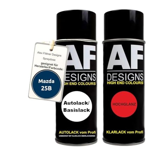 Autolack Spraydose Set für Mazda 25B Blue Pacific Perl Basislack Klarlack Sprühdose 400ml