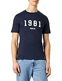 Replay Herren T-Shirt Kurzarm 1981 mit Logo, Blau (Blue 085), L