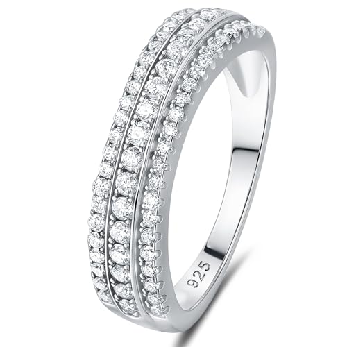 Curved Moissanite Wedding Band for Women D Color VVS1 Eternity Engagement 925 Sterling Silver Rings Size 5-10