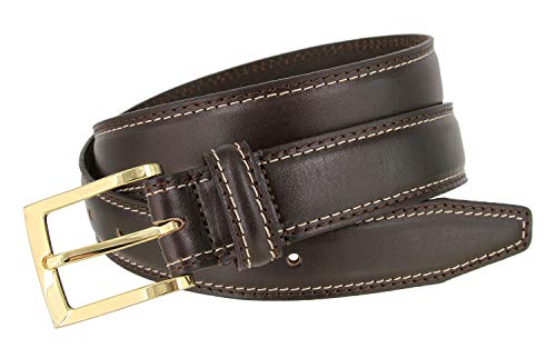 Men's Smooth Double Edge Stitched Genuine Leather Dress Belt 1-3/8" wide3