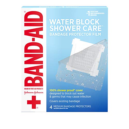 Band-Aid Brand First Aid Water Block Shower Care Clear Bandage Protector, Medium-Sized, 4 Ct #TOP5