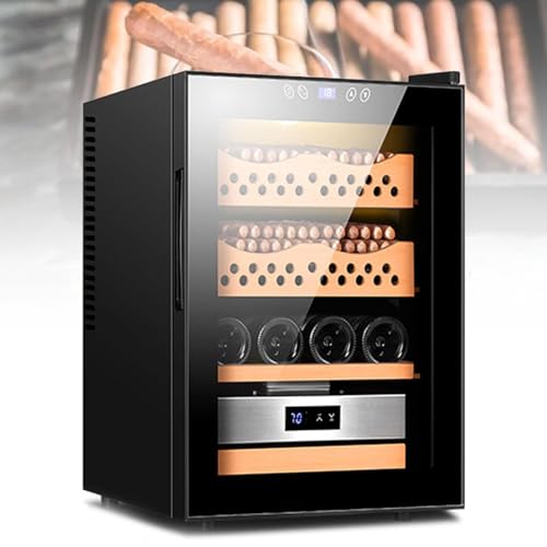 yunzhenzhen Gabinete Humidificador Puros para 150-1600 Unidades con Temperatura RefrigeracióN Control Silencioso Puerta Vidrio Doble Panel para Hom-Bres Cigarcabinet