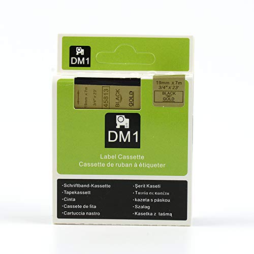 IDIK Compatible Label Tape Replacement for DYMO D1 45813 Black Print on Gold Tape, 3/4''(19mm) W x 23' L for Dymo LabelManager 160 280 420P PnP 360D 450 210D