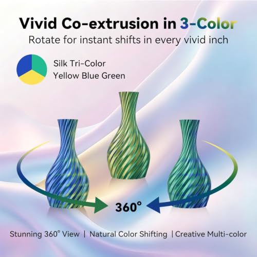 Image of Kingroon PLA 3D Printer Filament, Silk PLA Filament, (1kg Silk Yellow Blue Green)
