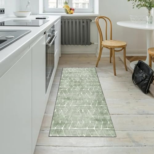 Alfombra de pasillo verde y lavable de 120x150 cm con base antideslizante para cocina 5