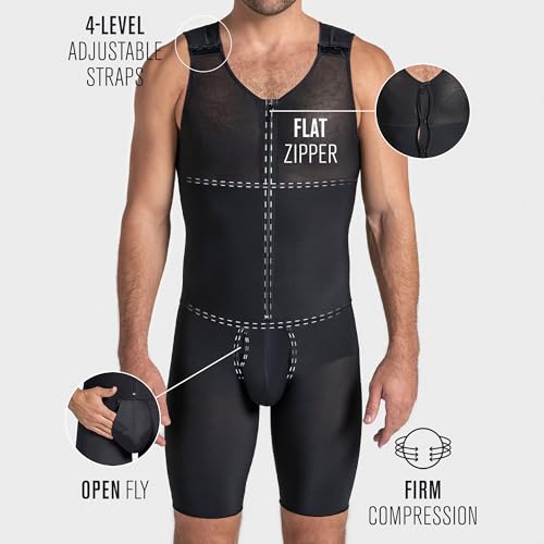 LEO Tummy Control Body Shaper for Men with Back Support - Post-Surgical Bodysuit Mens Girdle Shapewear2