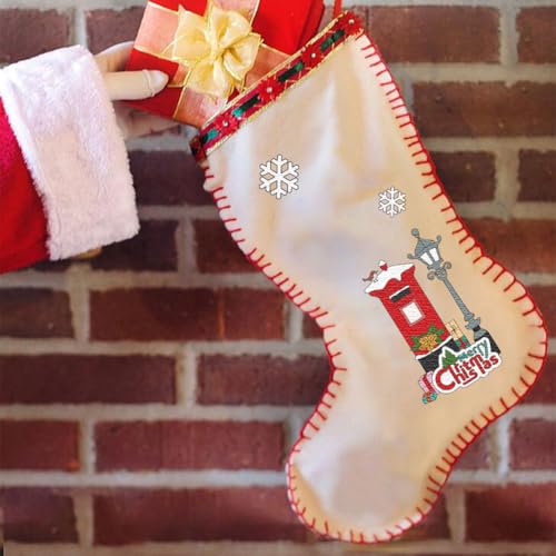 Image of Peacoblue Water Soluble Embroidery Patterns for Beginners, Christmas Santa Claus House Tree Sleigh 4 Sheets with 14pcs, Wash Away Embroidery Pattern Stabilizer for Hand Sewing Lover Women Adults