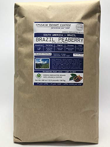 12.5 Pounds â€“ South American â€“ Brazil Peaberry â€“ Unroasted Arabica Green Coffee Beans â€“ Grown Region Poco De Caldas â€“ Altitude 3200 Feet â€“ Drying/Milling Process Natural/Semi Washed