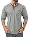 Sailwind Men's Henley Shirts Long Sleeve Button T-Shirt Casual Stylish Cotton Pullover Shirt with Pocket Light Gray